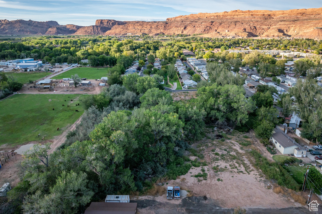 Drone / aerial view with a mountain view