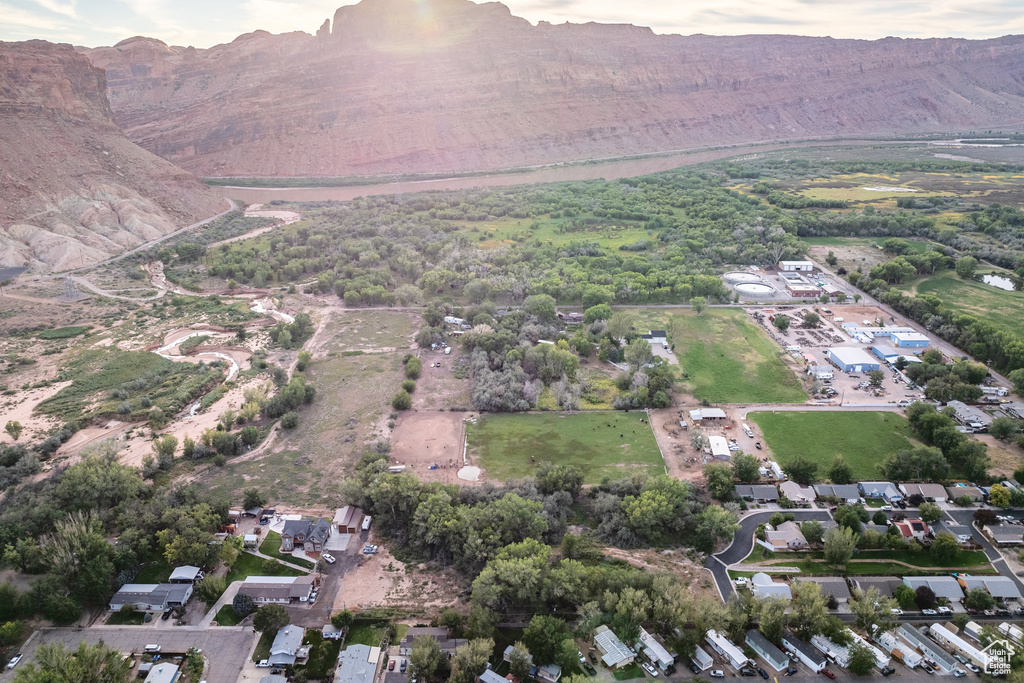 Drone / aerial view with a mountain view