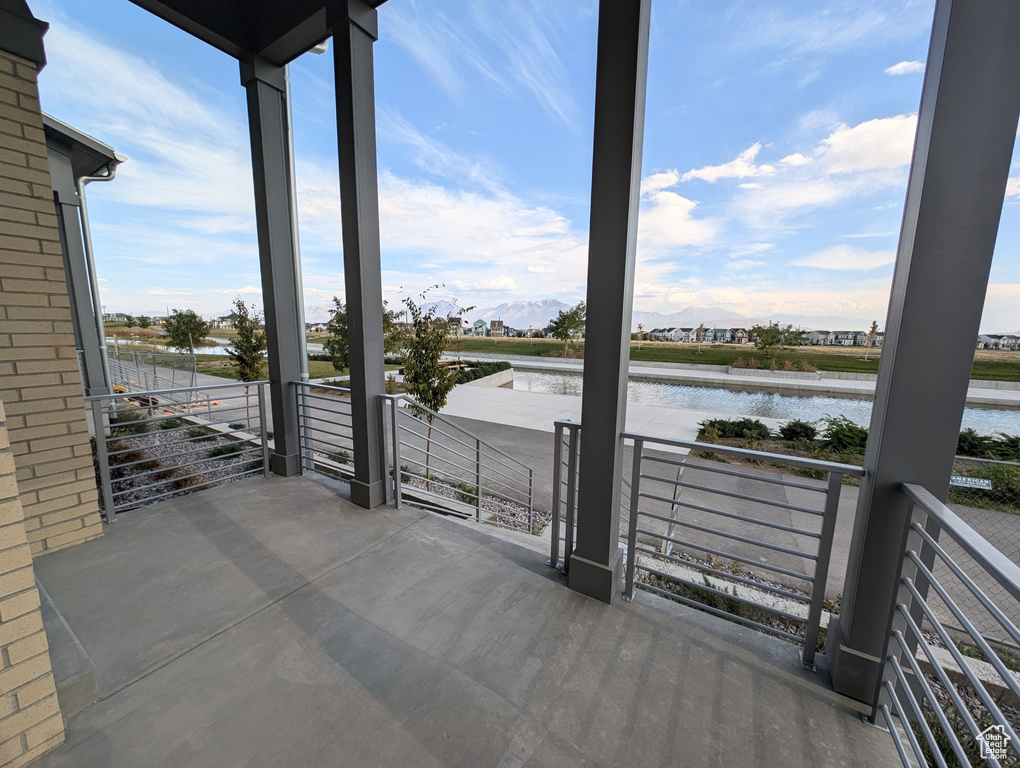 Balcony with a water view