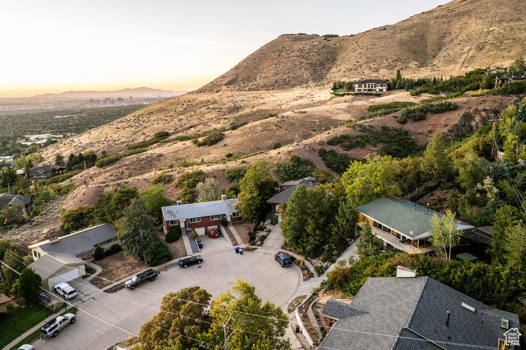 View of aerial view at dusk