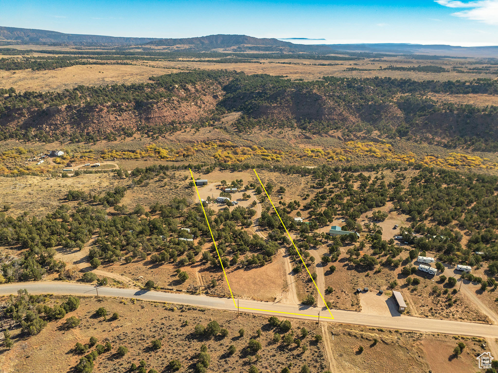 Aerial view featuring a mountain view