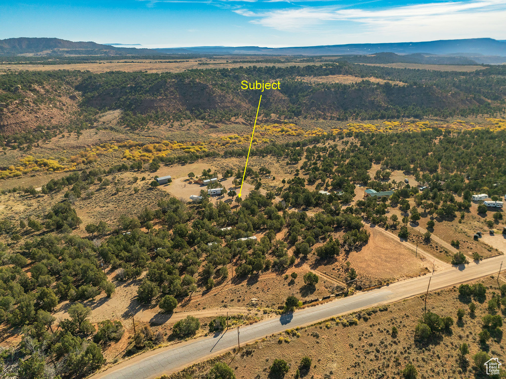 Drone / aerial view with a mountain view