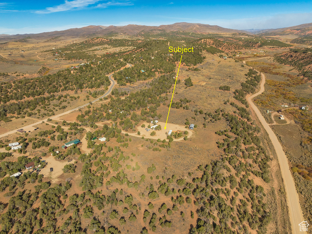 Aerial view featuring a mountain view