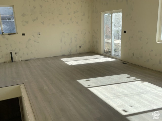 Unfurnished room with hardwood / wood-style floors