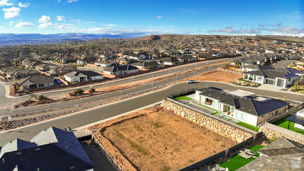 Drone / aerial view with a mountain view