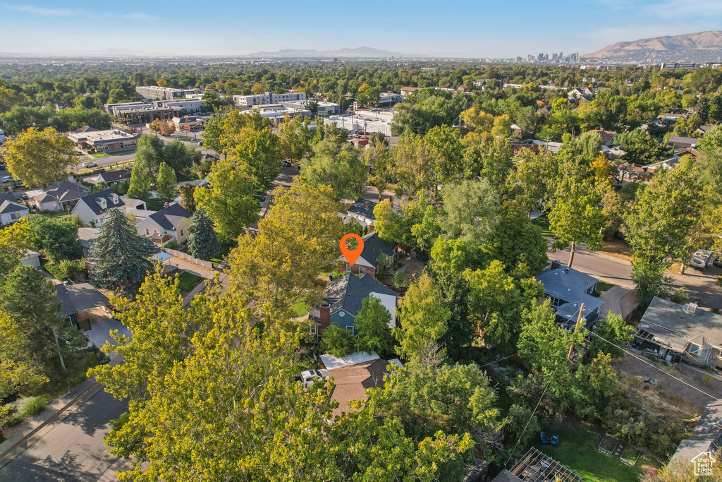 Aerial view with a mountain view