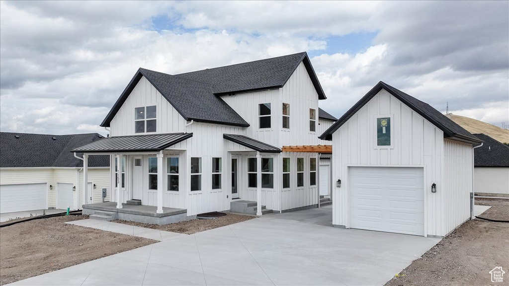 Modern farmhouse with a garage