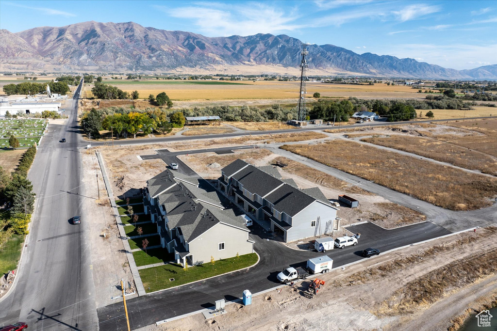 Drone / aerial view with a mountain view