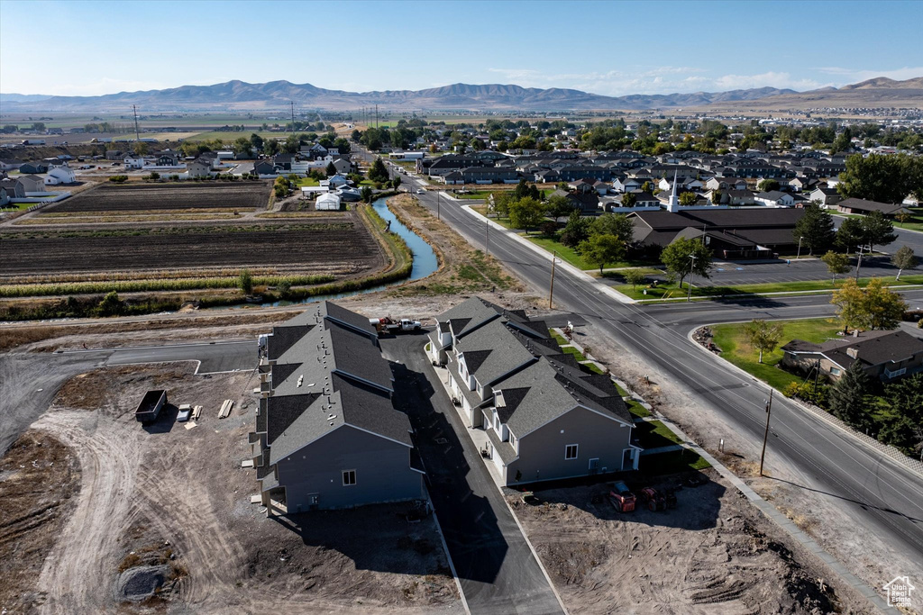 Aerial view featuring a mountain view