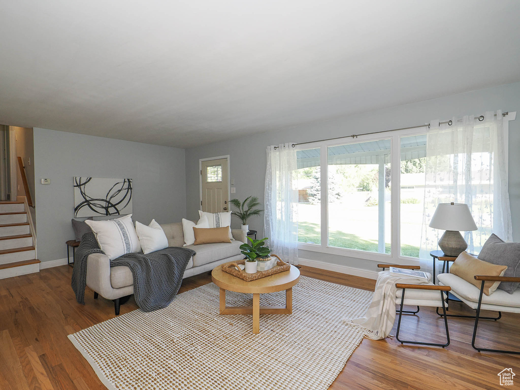 Living room featuring hardwood / wood-style flooring