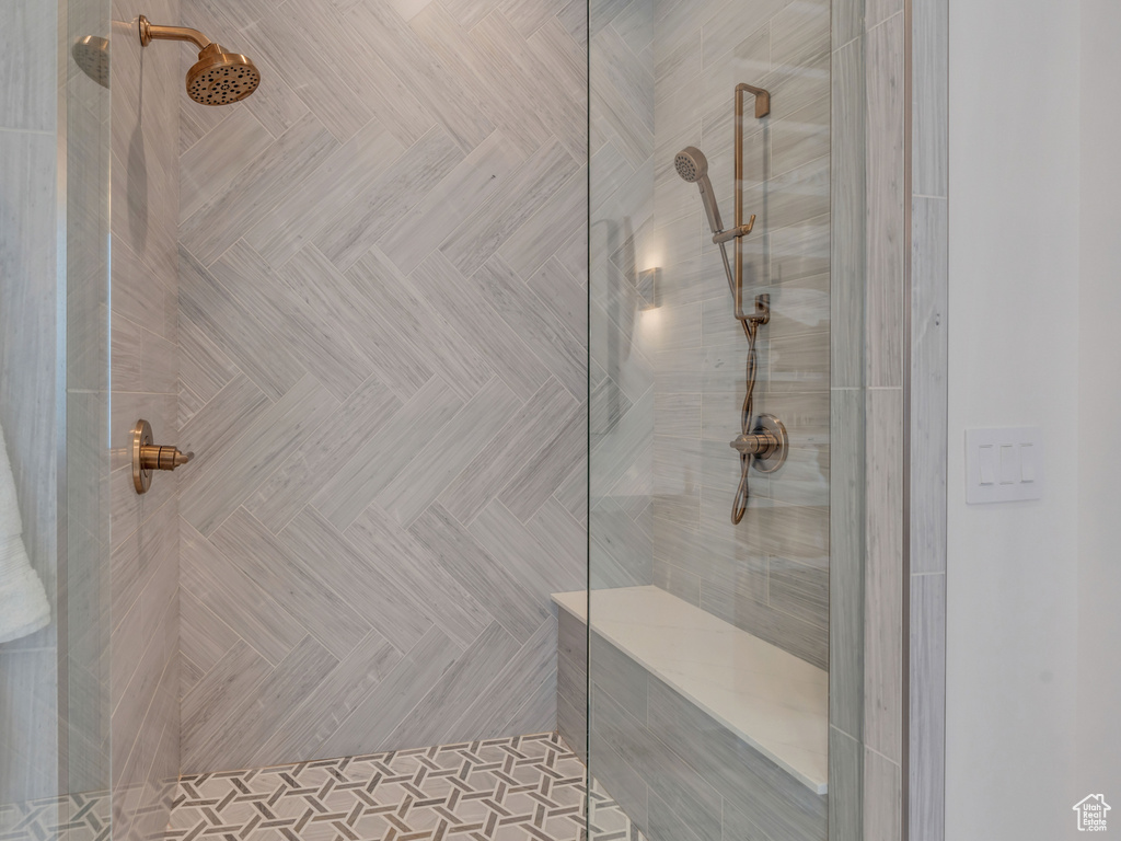 Bathroom featuring walk in shower