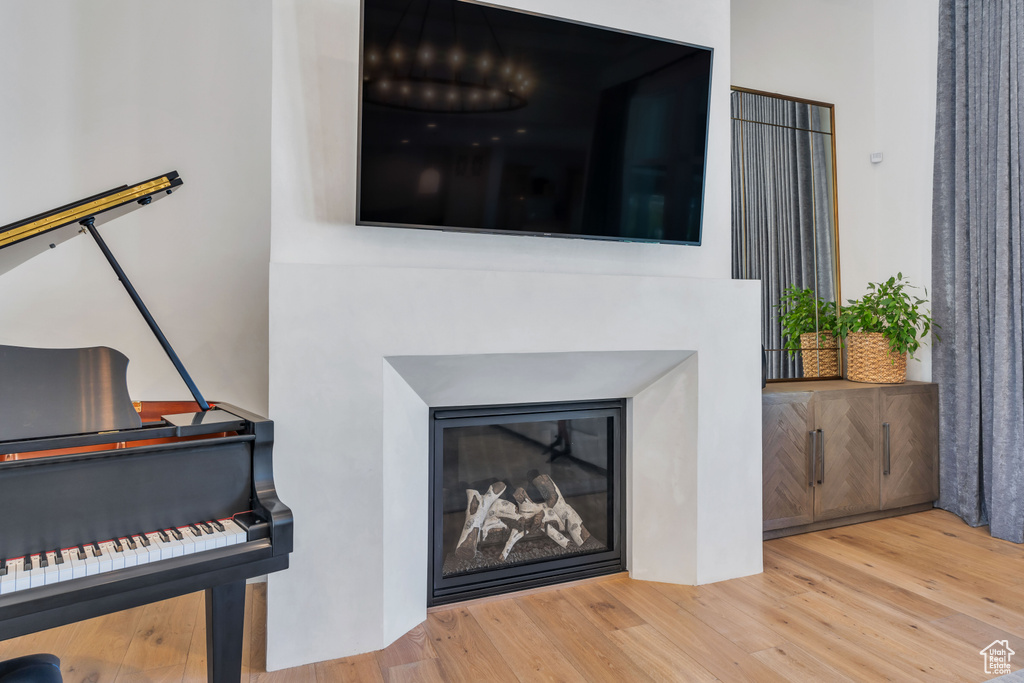 Interior space with hardwood / wood-style floors