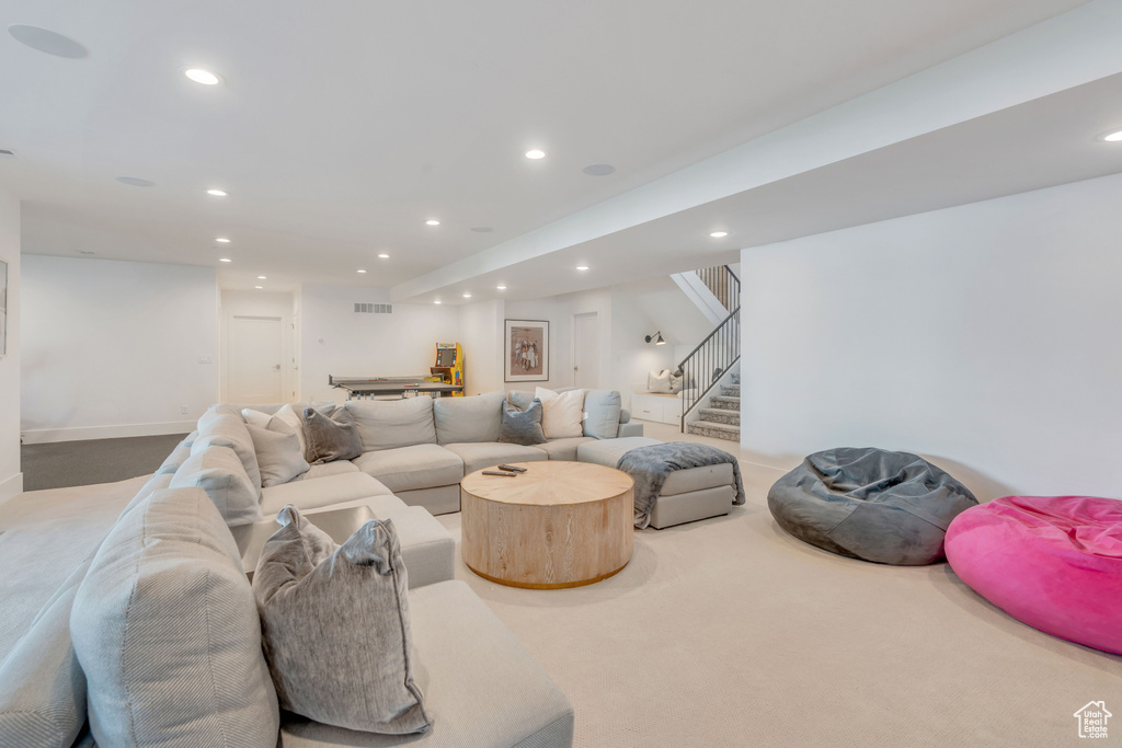 View of carpeted living room