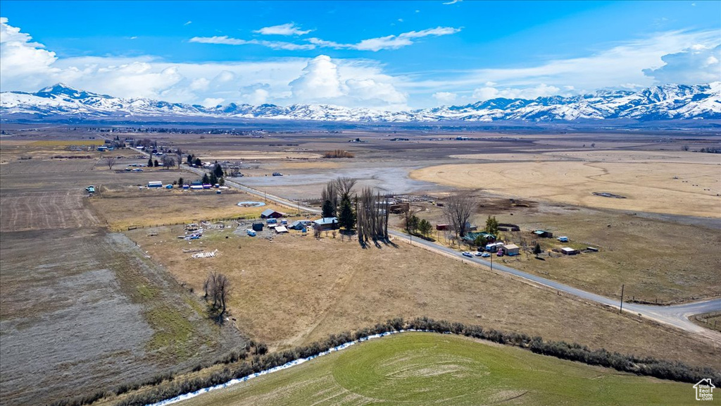 Aerial view with a mountain view and a rural view