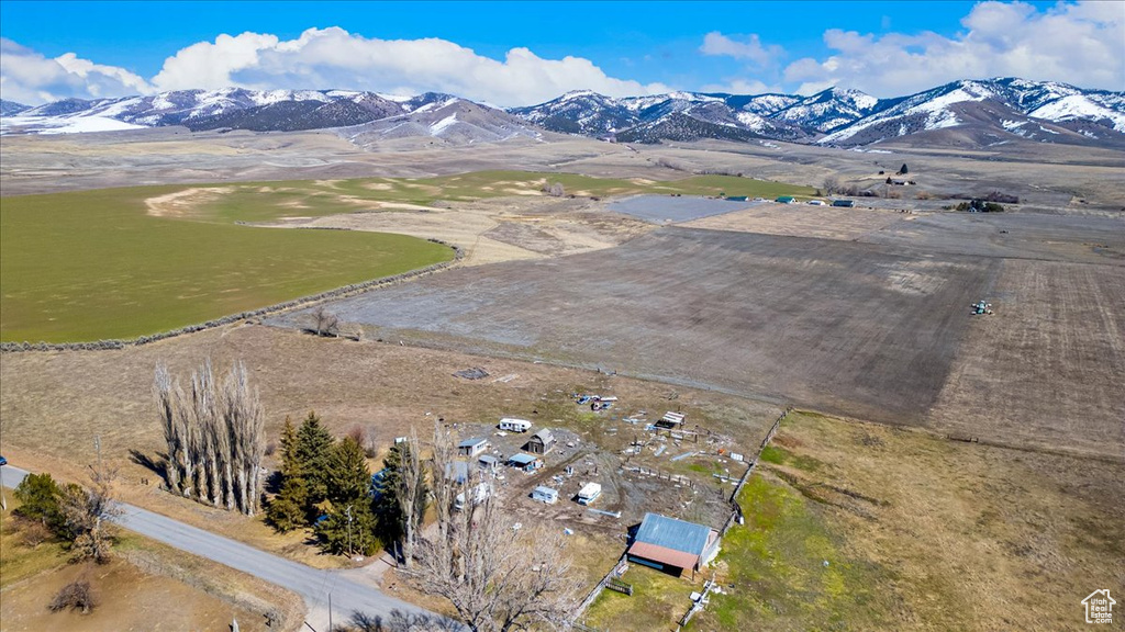 Aerial view featuring a mountain view