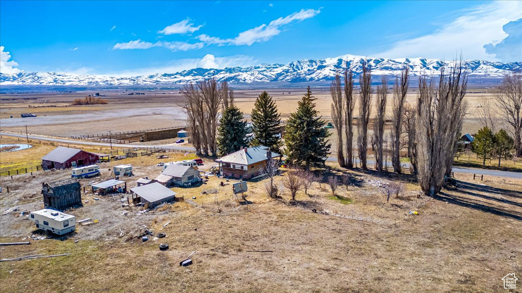 Aerial view with a rural view and a mountain view