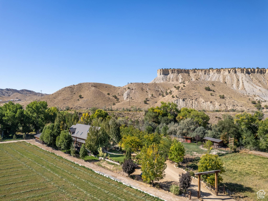 Mountain view featuring a rural view