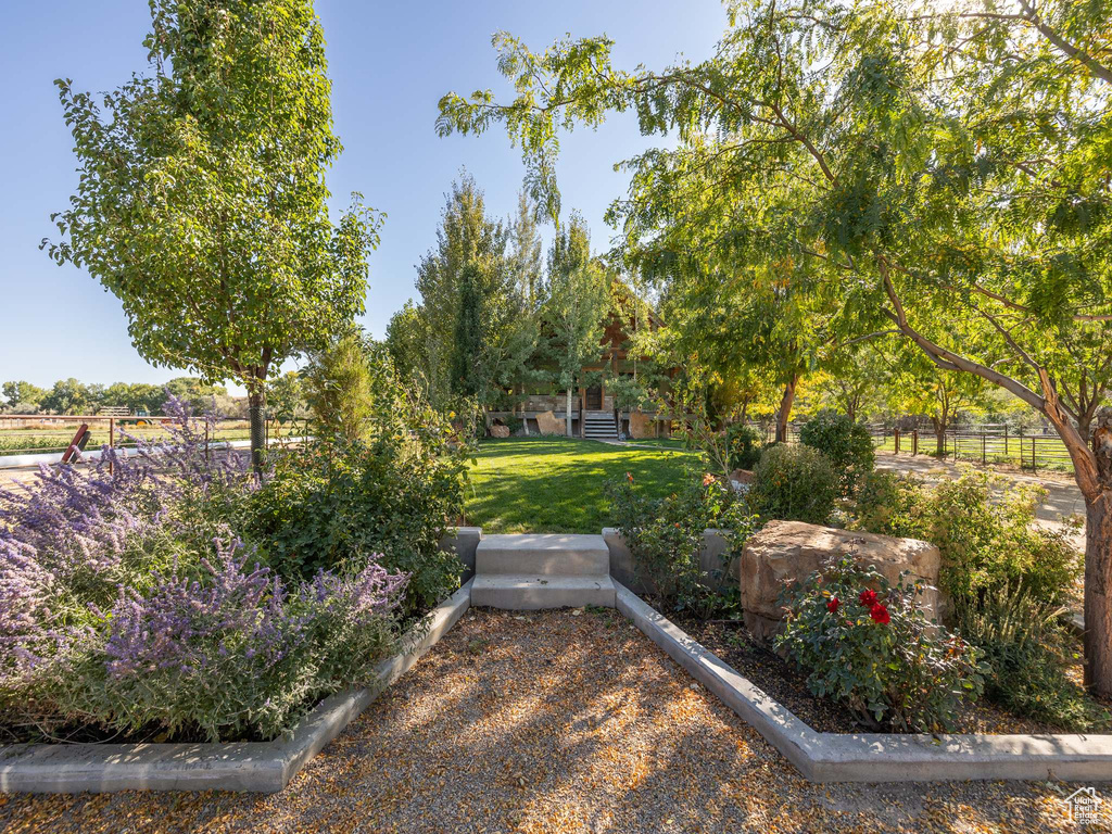 View of home's community featuring a rural view and a lawn