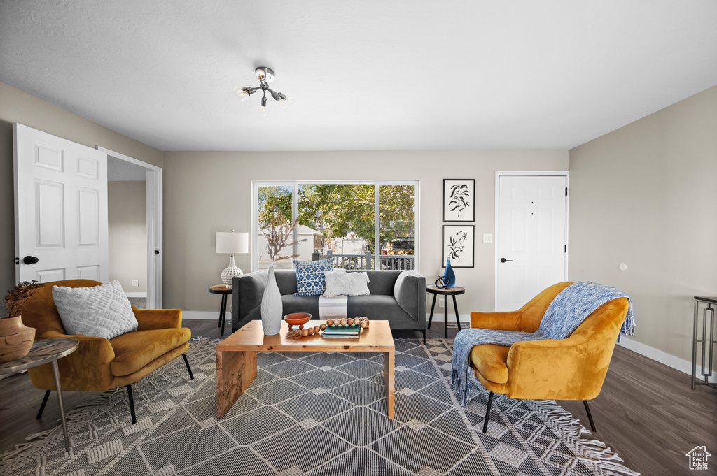 Living room featuring dark hardwood / wood-style floors