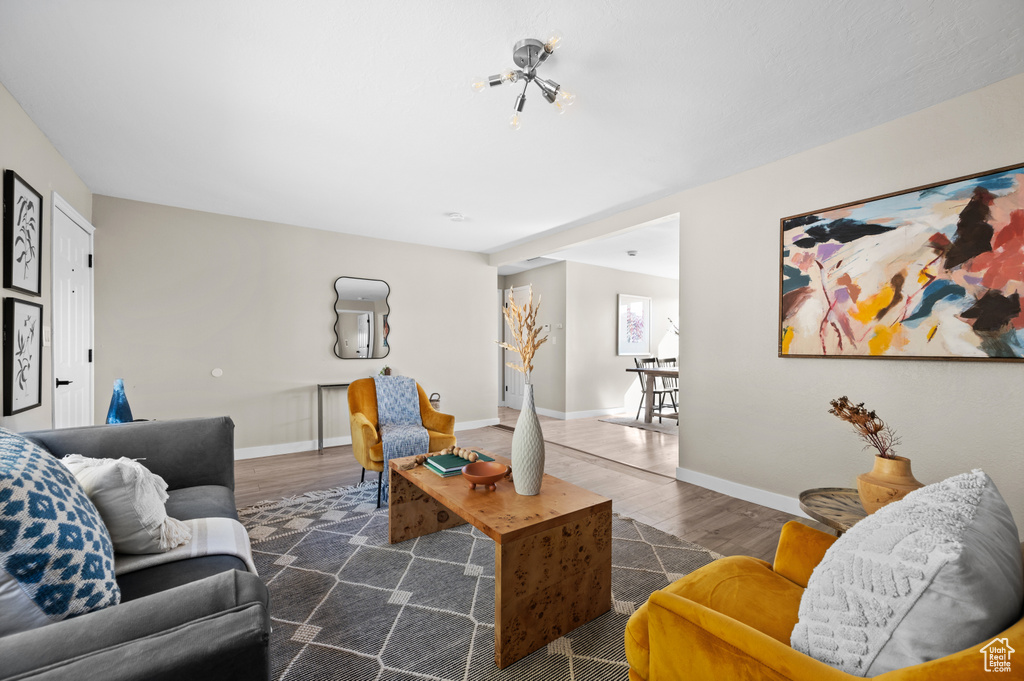 Living room featuring dark hardwood / wood-style floors