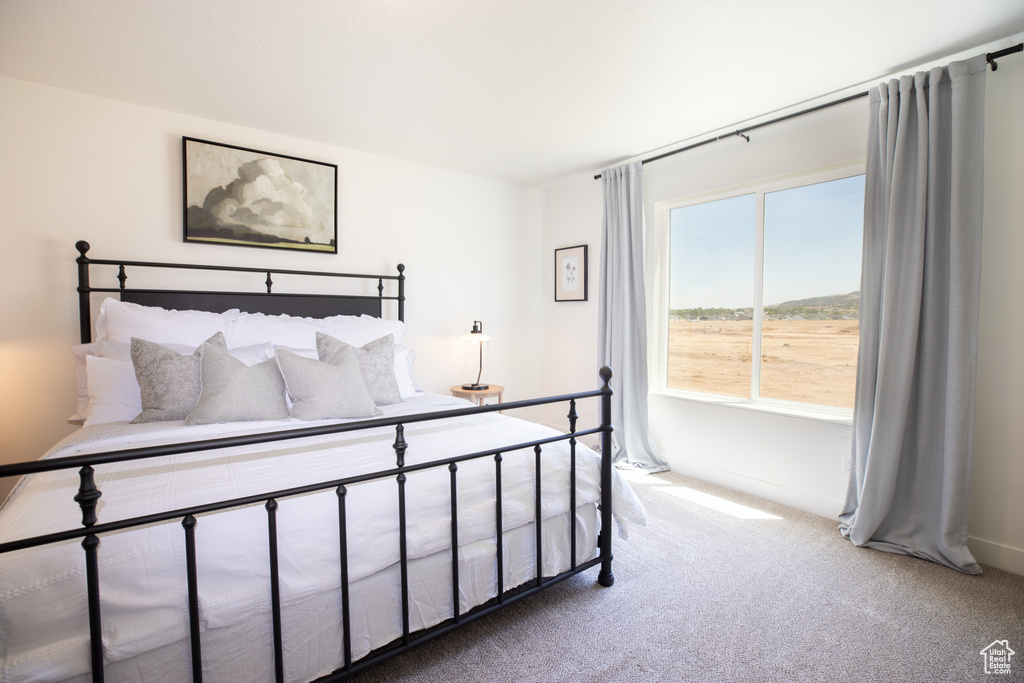 Bedroom with carpet flooring