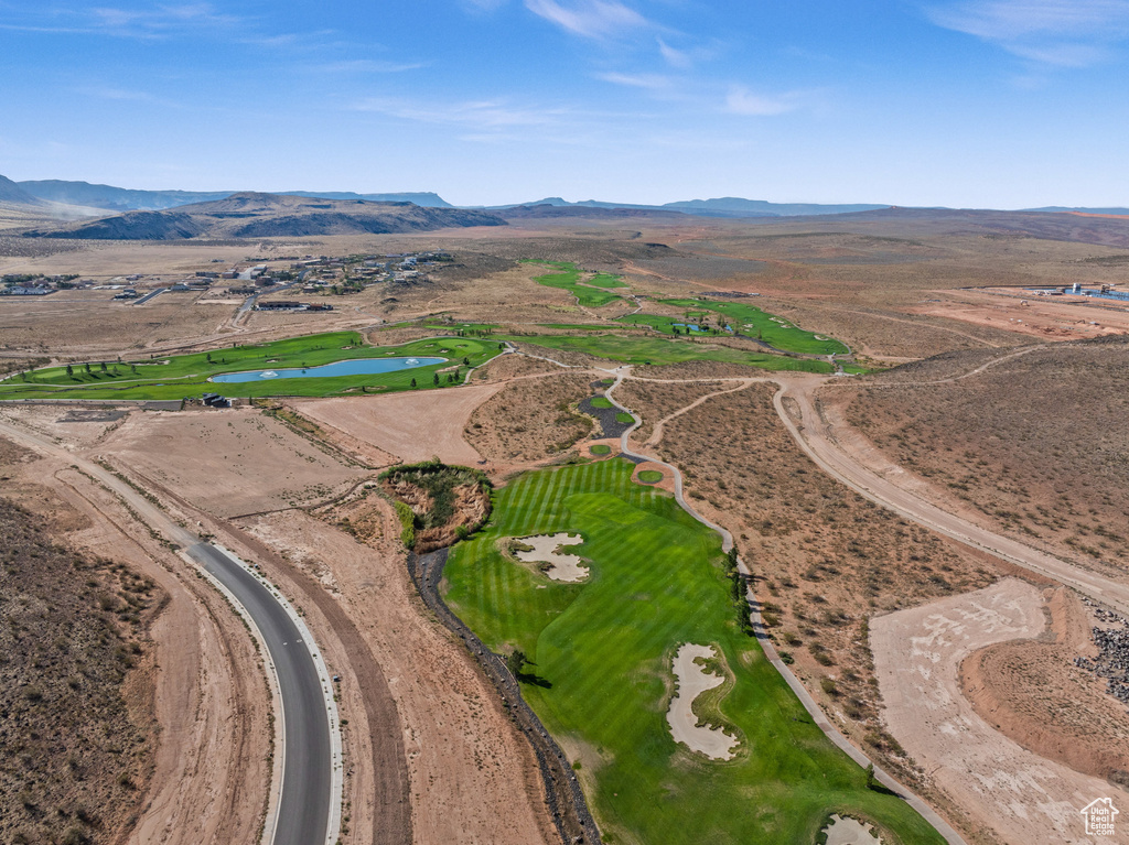 Aerial view featuring a mountain view