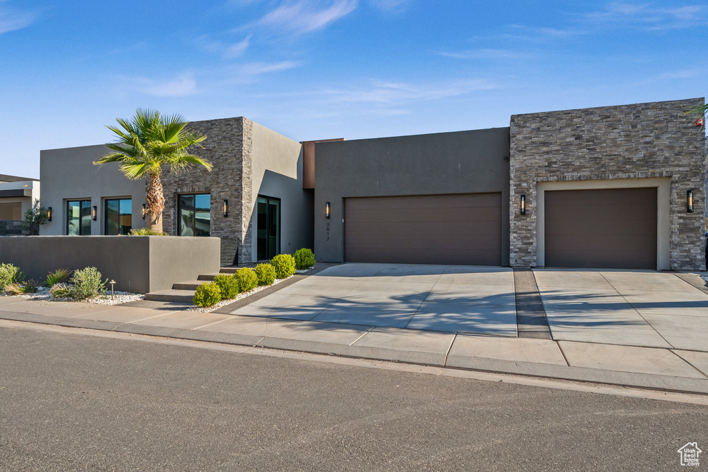 View of front of house with a garage