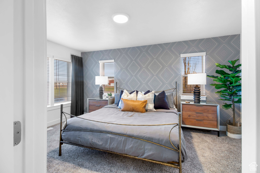 Bedroom with carpet floors