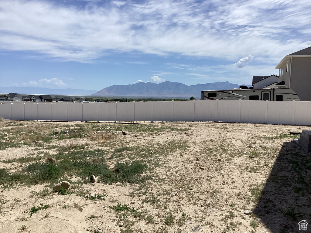 View of yard with a mountain view