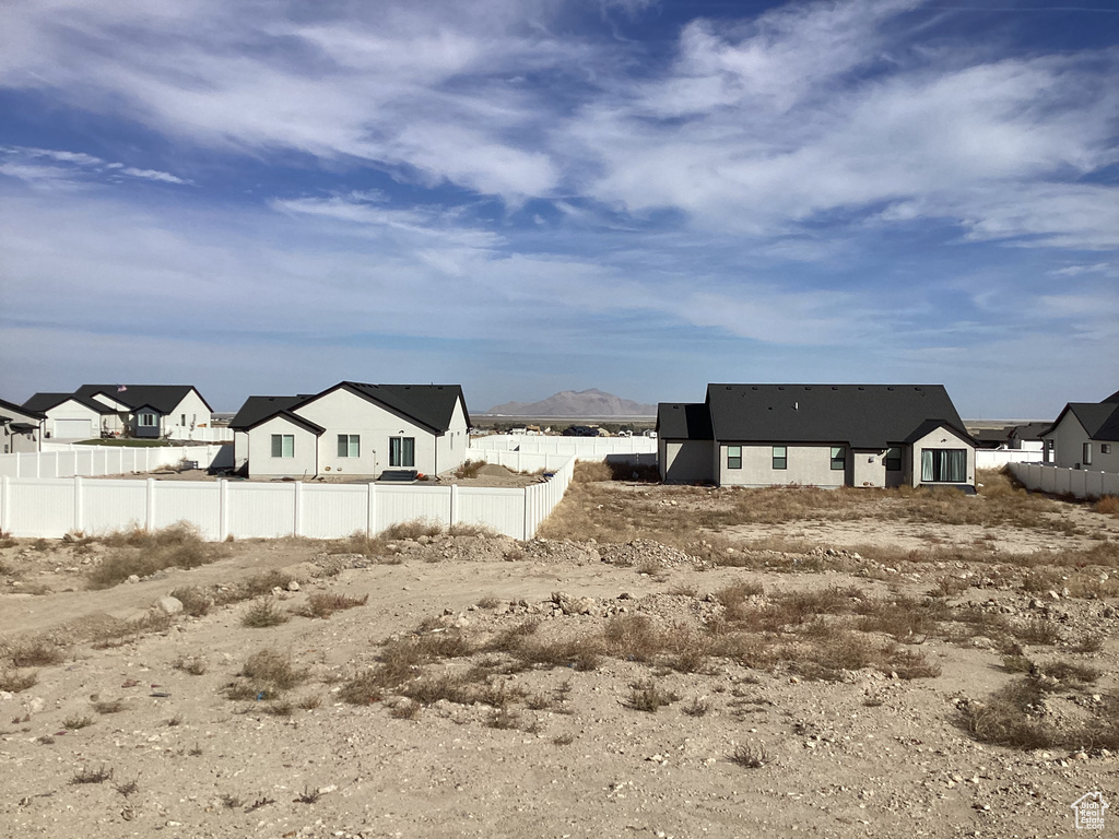 View of yard with a mountain view