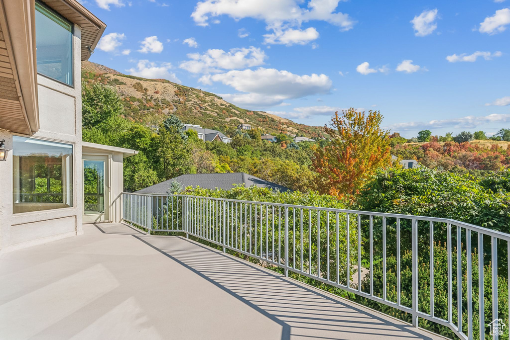 Balcony with a mountain view