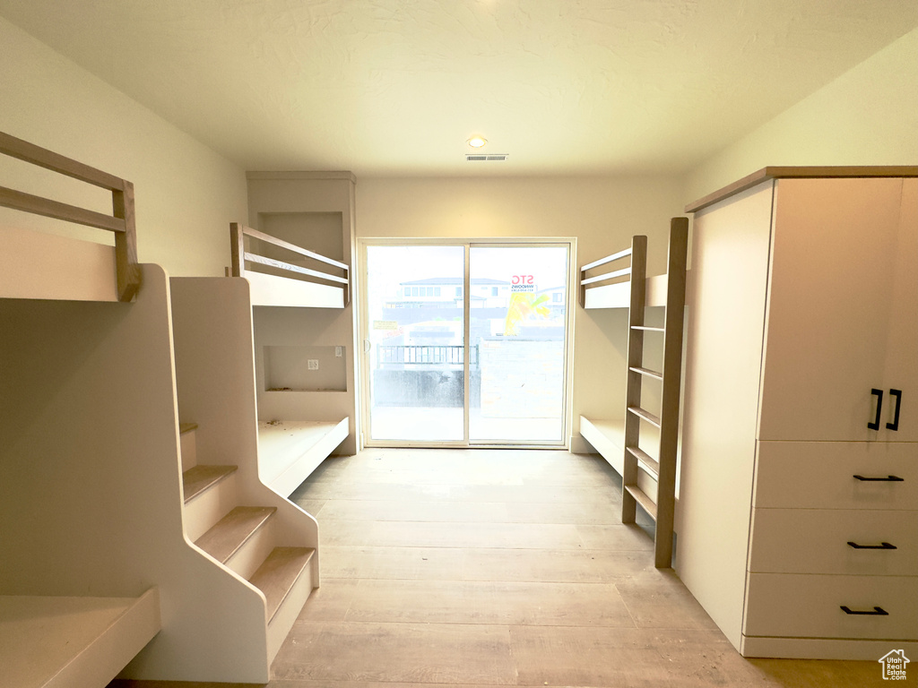 Interior space with light hardwood / wood-style flooring