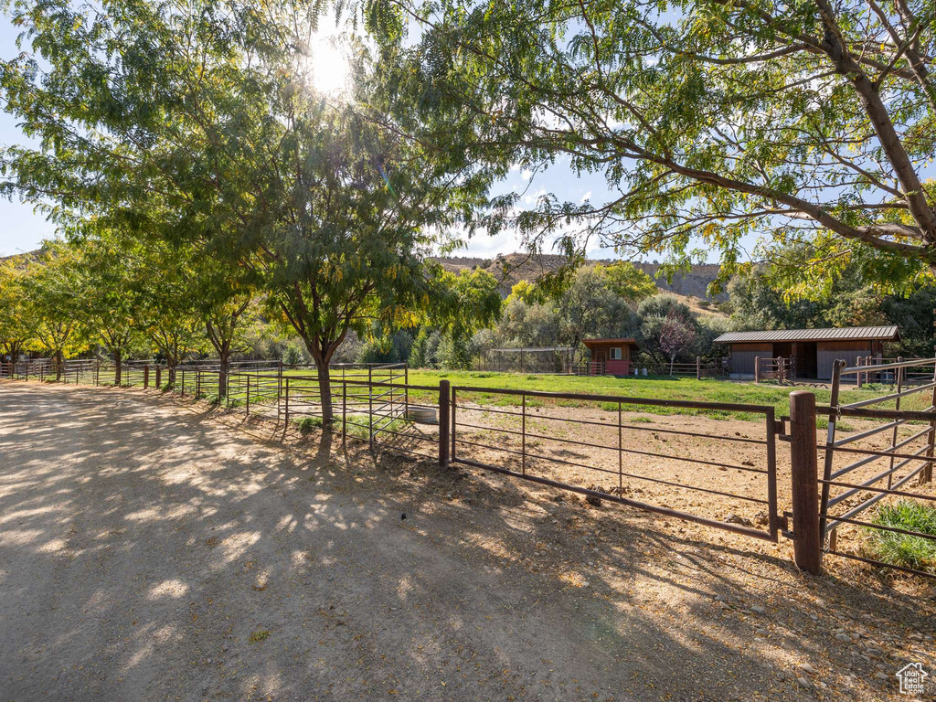 Exterior space featuring a rural view