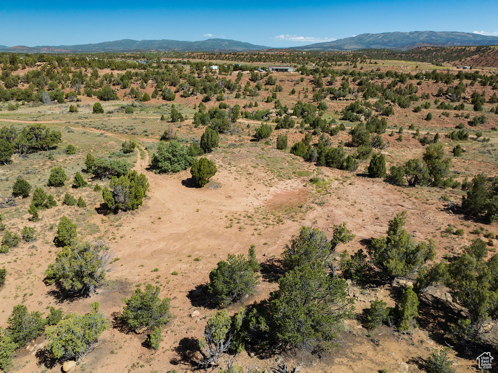 Aerial view featuring a mountain view