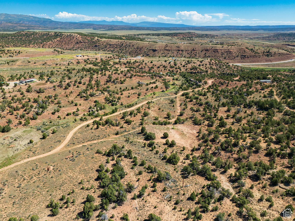 Bird's eye view with a mountain view