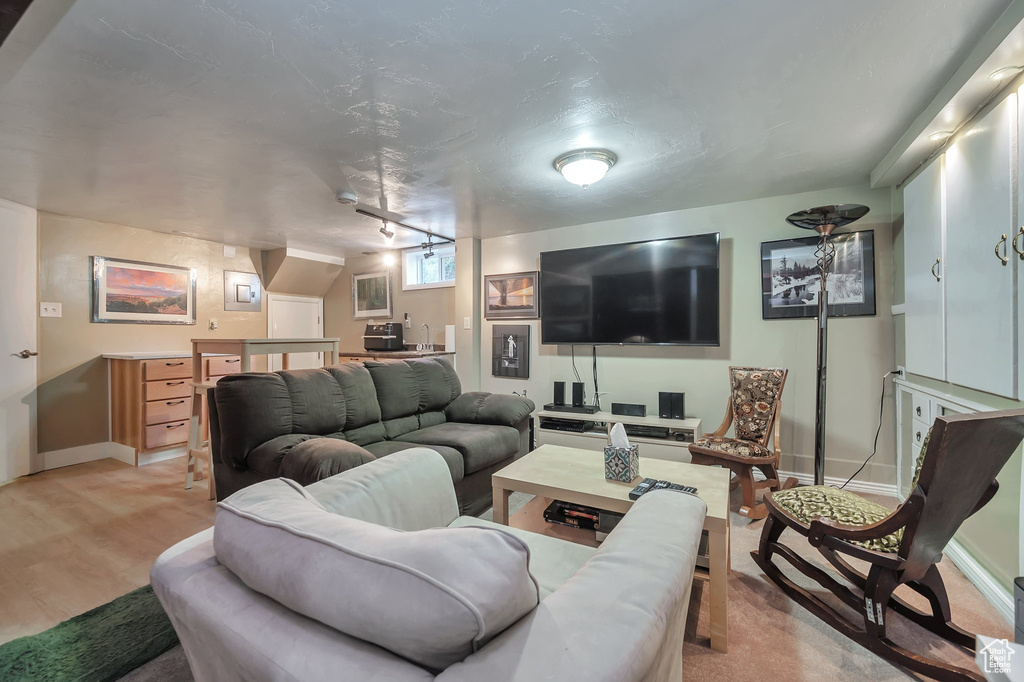 Living room featuring light wood-type flooring