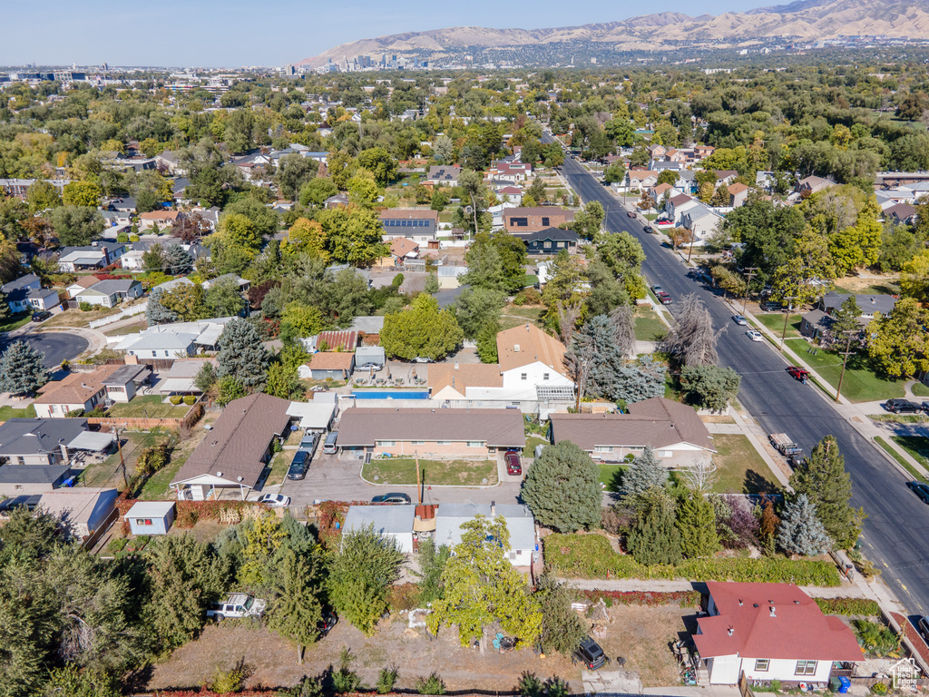 Drone / aerial view with a mountain view