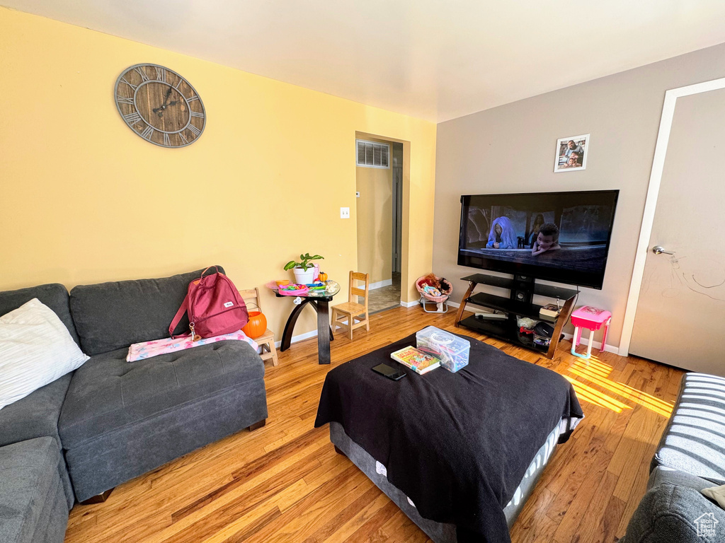 Living room featuring light wood-type flooring