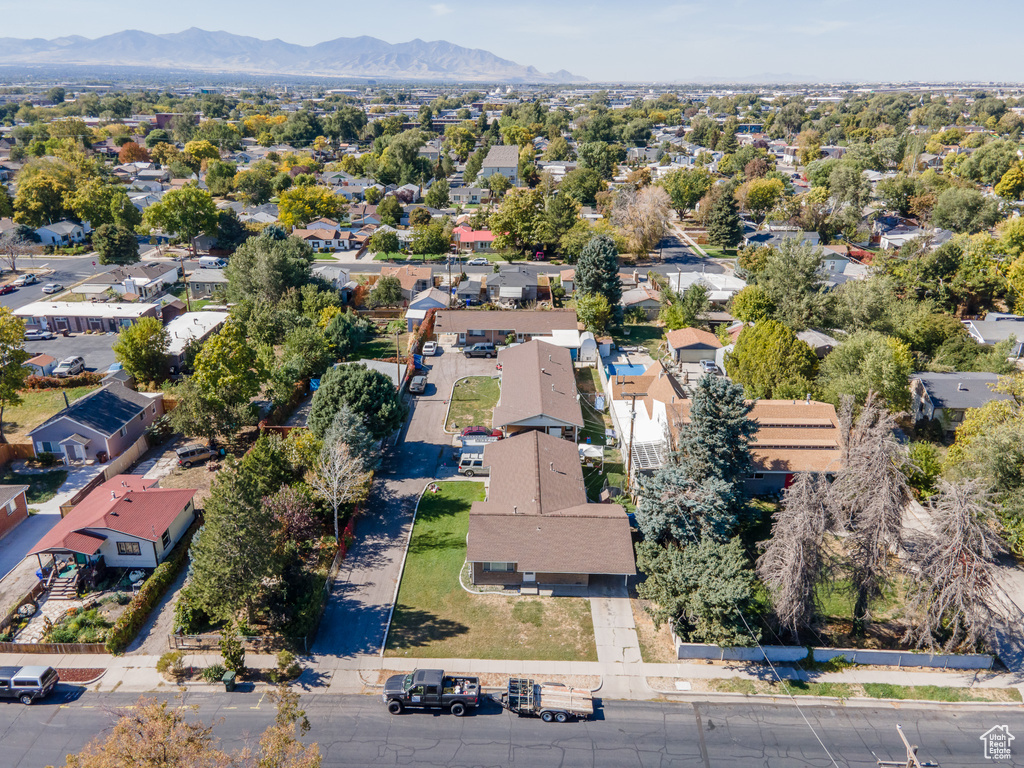 Drone / aerial view with a mountain view