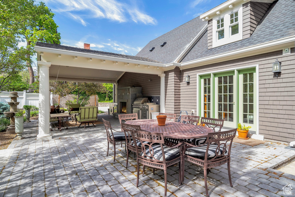 View of patio featuring grilling area