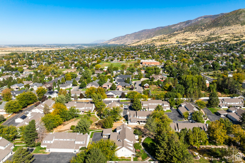 Drone / aerial view with a mountain view