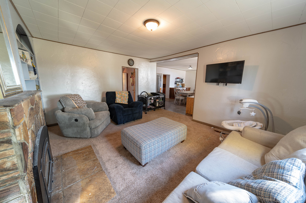 View of carpeted living room