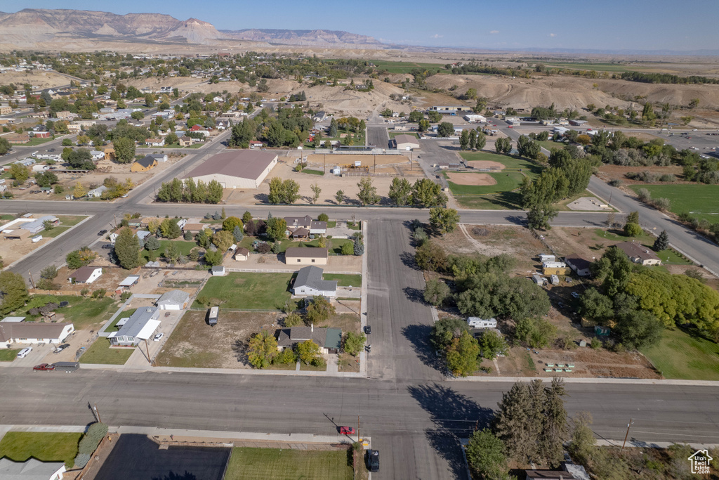 Drone / aerial view with a mountain view