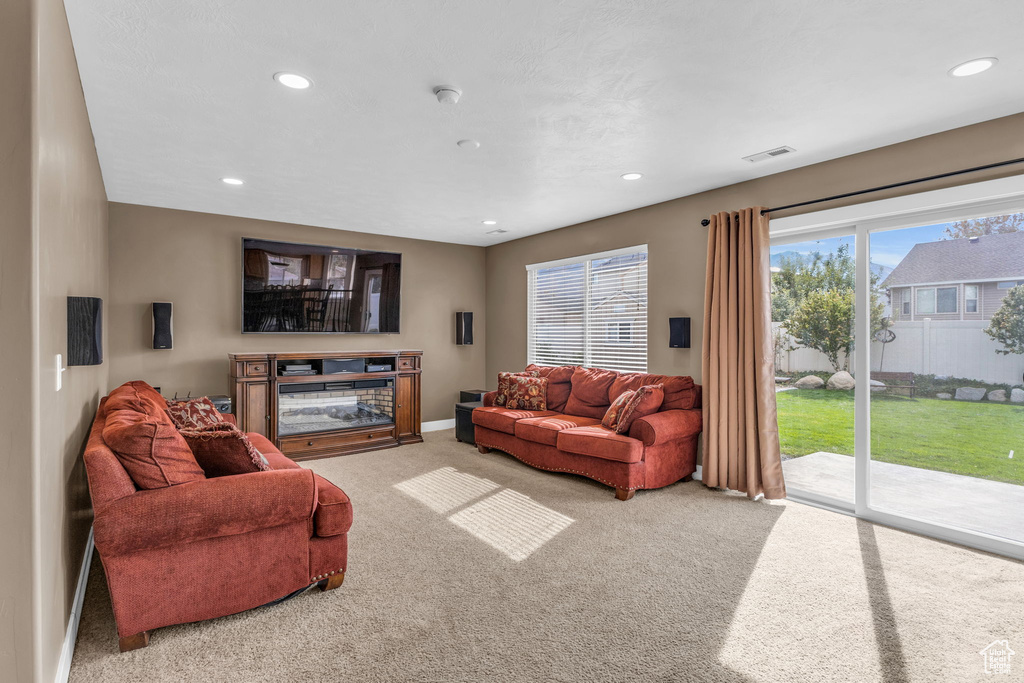 View of carpeted living room