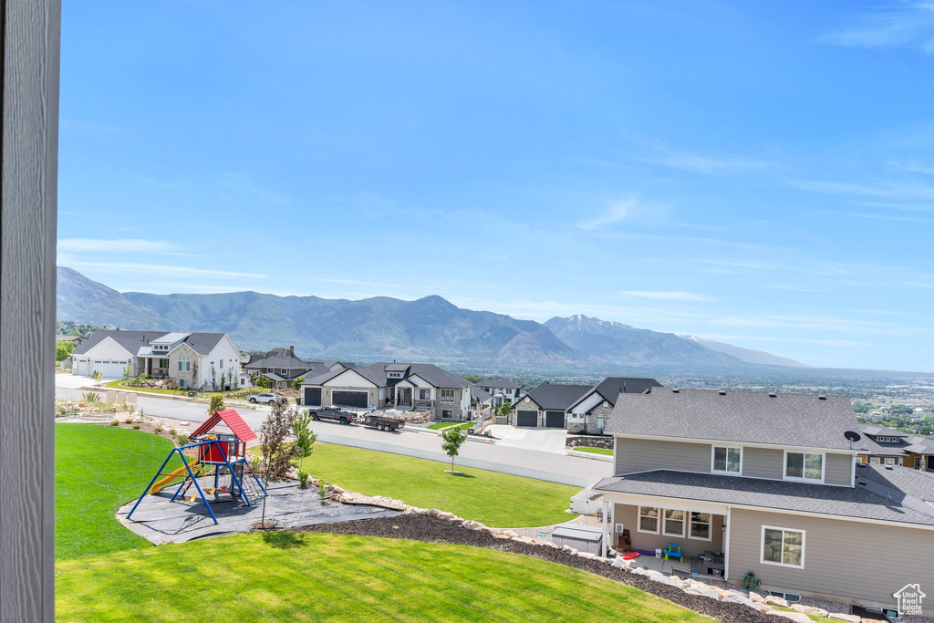 Mountain view with nearby suburban area