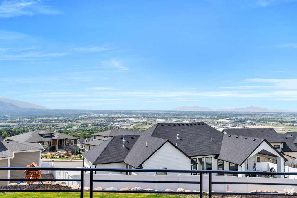 View of mountain backdrop with nearby suburban area