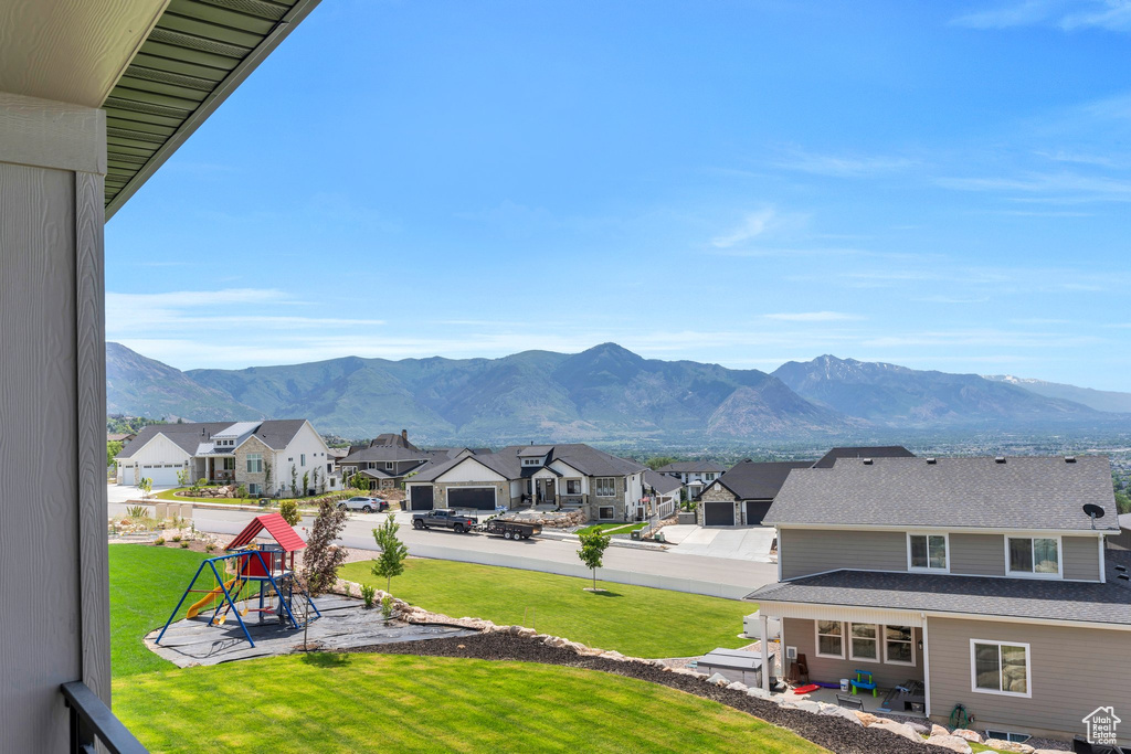 Mountain view with nearby suburban area