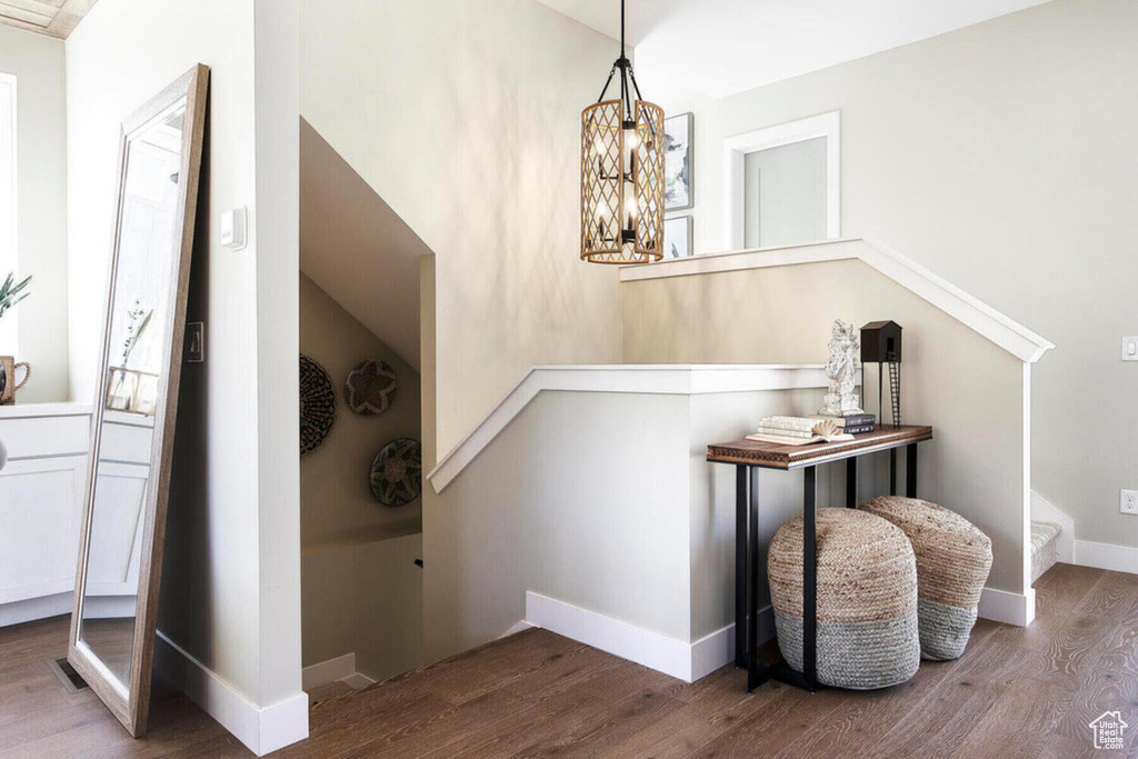 Staircase with wood-type flooring