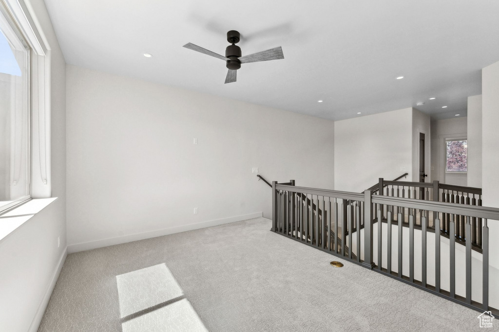 Interior space featuring ceiling fan