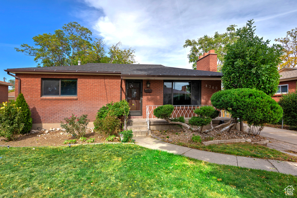 View of front of home with a front yard